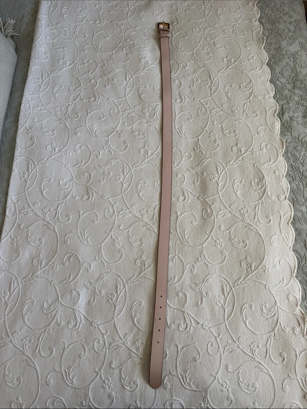 J. Crew Pale Pink Genuine Italian Leather Belt with Gold Buckle - Picture 8 of 9